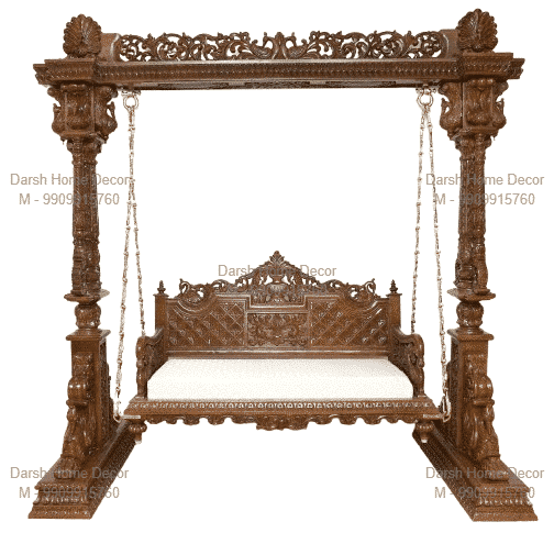 IMG_8679- TP Elegant handcrafted teakwood jhoola with fine carvings and cane-style back, premium export-quality swing for USA and UK buyers.