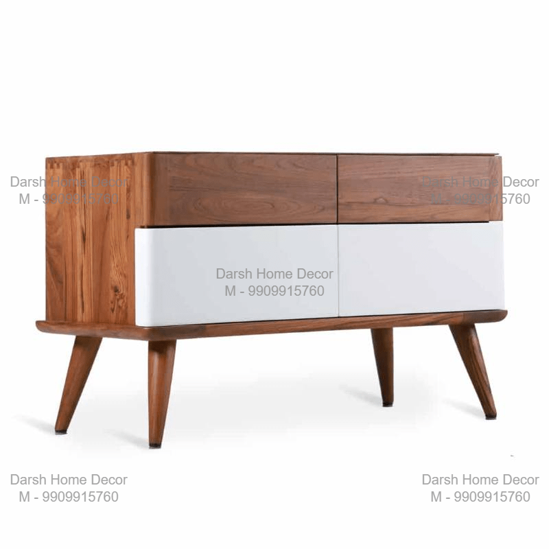 watermarked_KAP-NRTK Handcrafted teakwood and white panel modern sideboard, stylish export-quality Indian furniture for USA and UK living rooms.